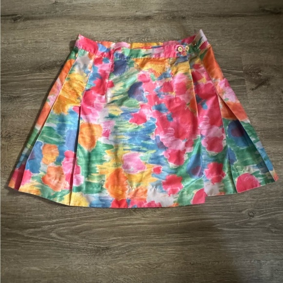 Vintage Cycle Boston Colorful Floral Print Pleated Mini Skirt - Picture 2 of 11
